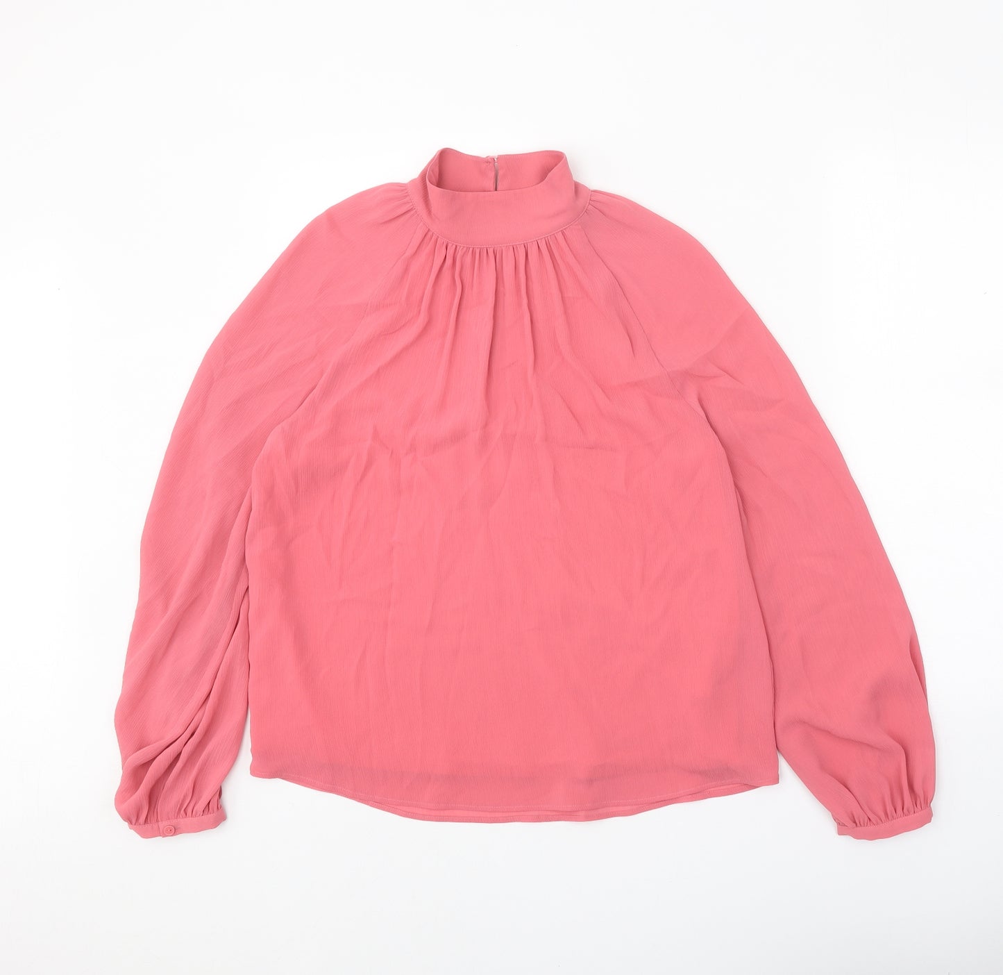marks Womens Pink Polyester Basic Blouse Size 8 Mock Neck