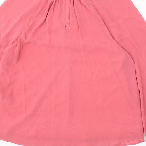 marks Womens Pink Polyester Basic Blouse Size 8 Mock Neck