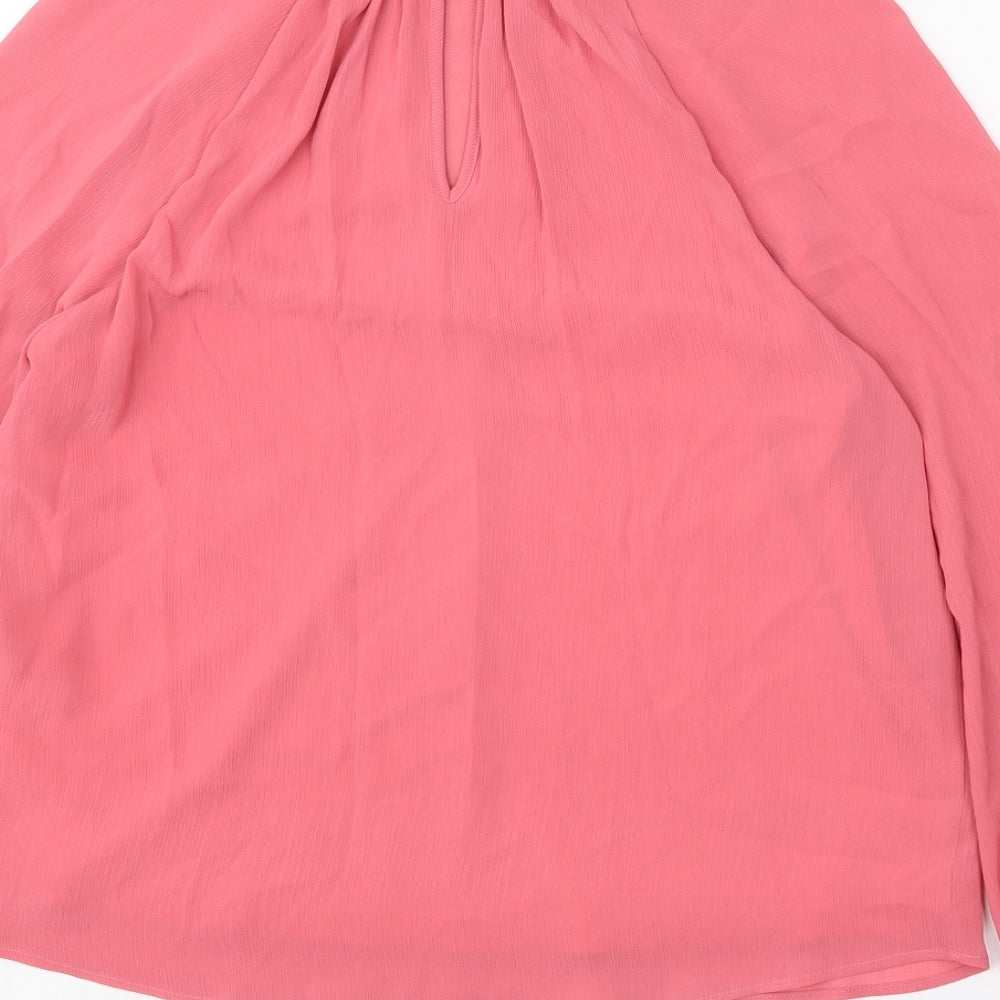 marks Womens Pink Polyester Basic Blouse Size 8 Mock Neck