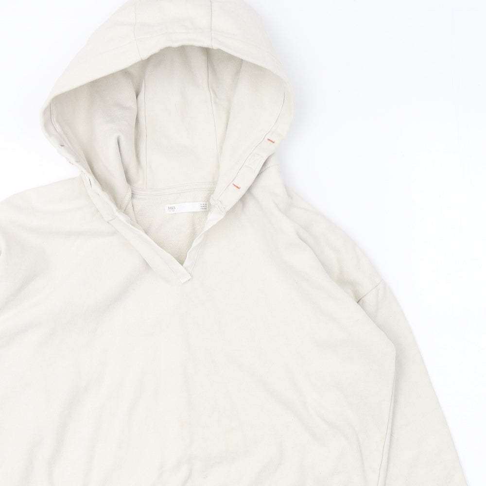 Marks and Spencer Boys Beige Cotton Pullover Hoodie Size 15-16 Years Pullover