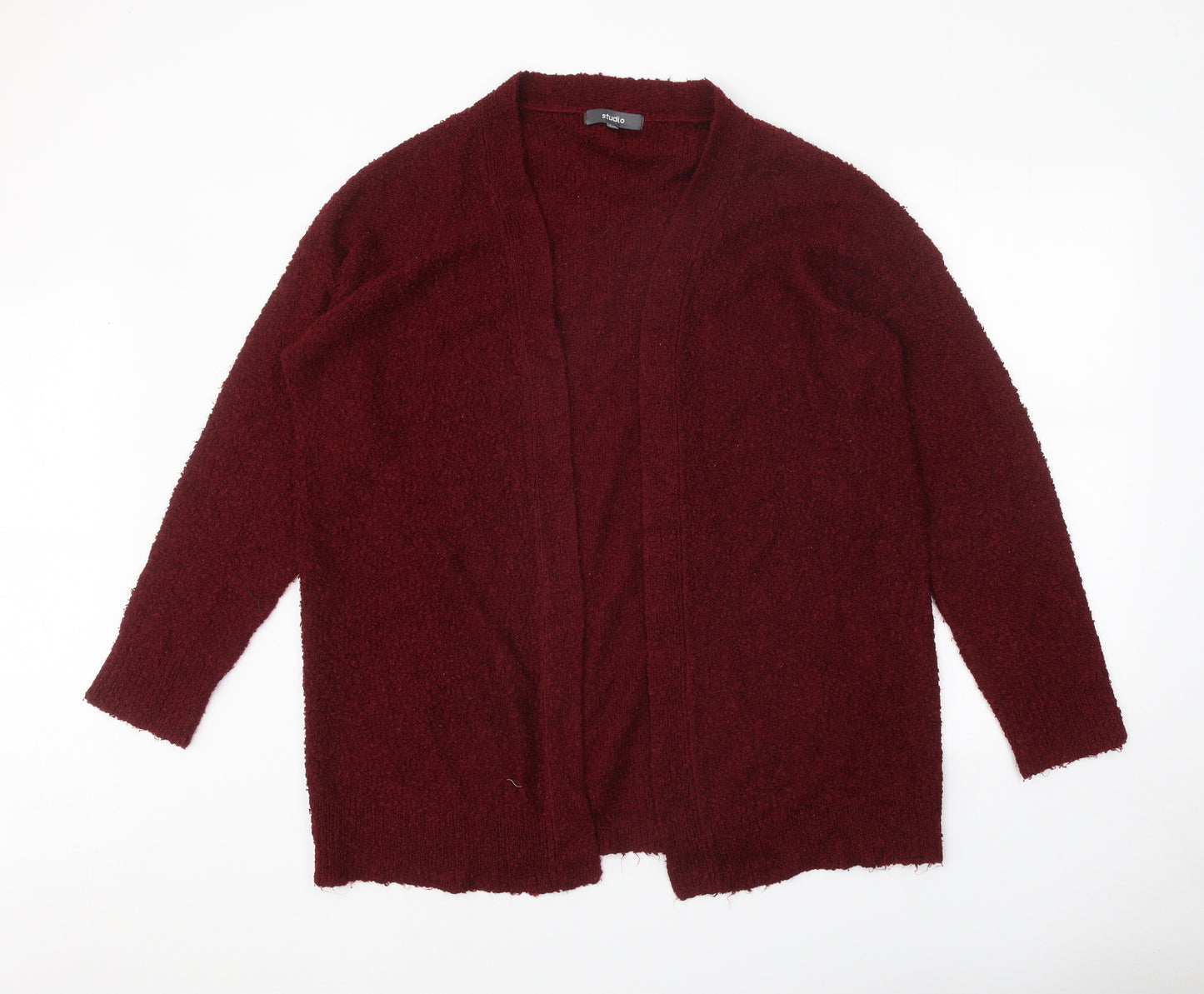 Studio Womens Red V-Neck Acrylic Cardigan Jumper Size 16