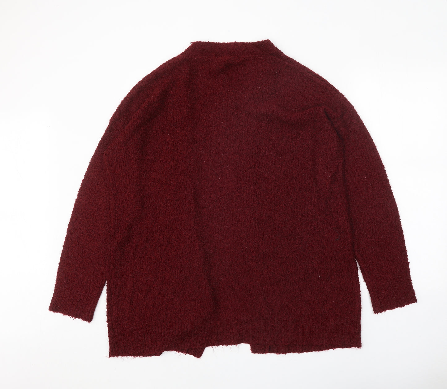 Studio Womens Red V-Neck Acrylic Cardigan Jumper Size 16