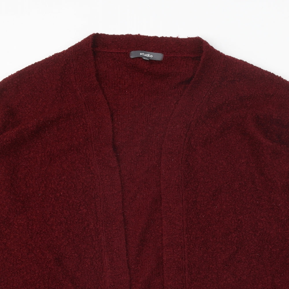 Studio Womens Red V-Neck Acrylic Cardigan Jumper Size 16
