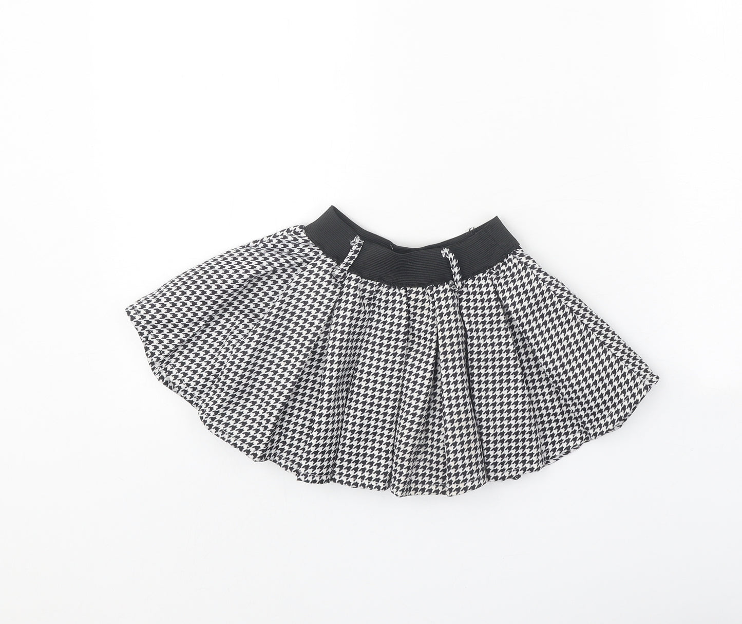 Preworn Girls Black Geometric Polyester Flare Skirt Size S Regular Pull On