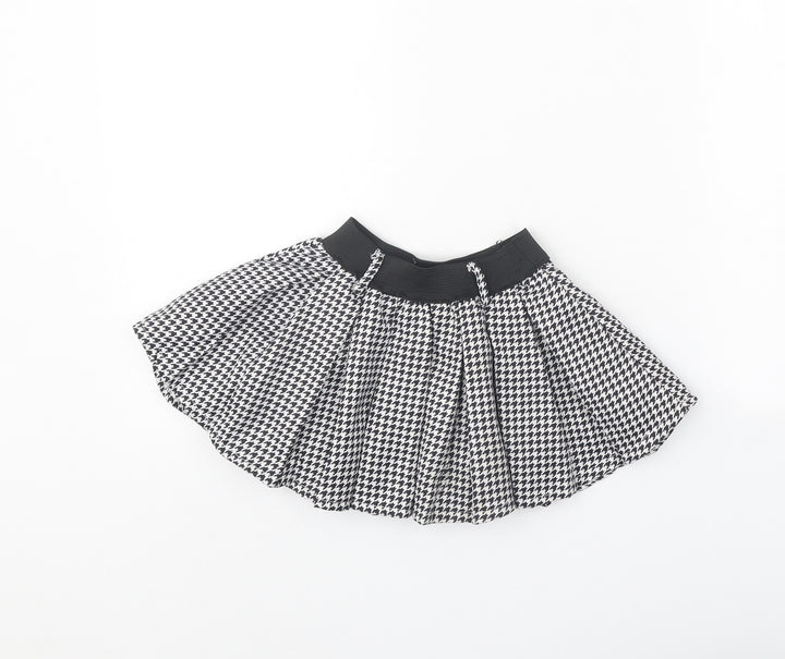 Preworn Girls Black Geometric Polyester Flare Skirt Size S Regular Pull On