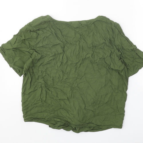 Body Flirt Womens Green Viscose Basic Blouse Size 10 V-Neck - Tie Front
