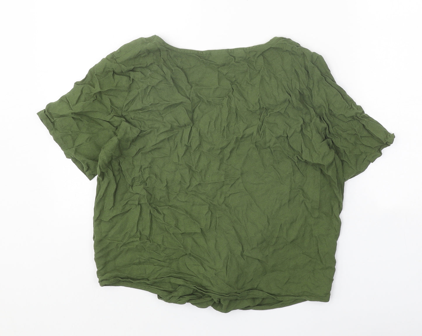 Body Flirt Womens Green Viscose Basic Blouse Size 10 V-Neck - Tie Front