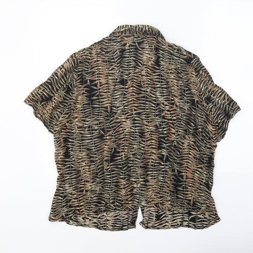 Marks and Spencer Womens Black Geometric Viscose Basic Button-Up Size 22 Collared - Leaf Print