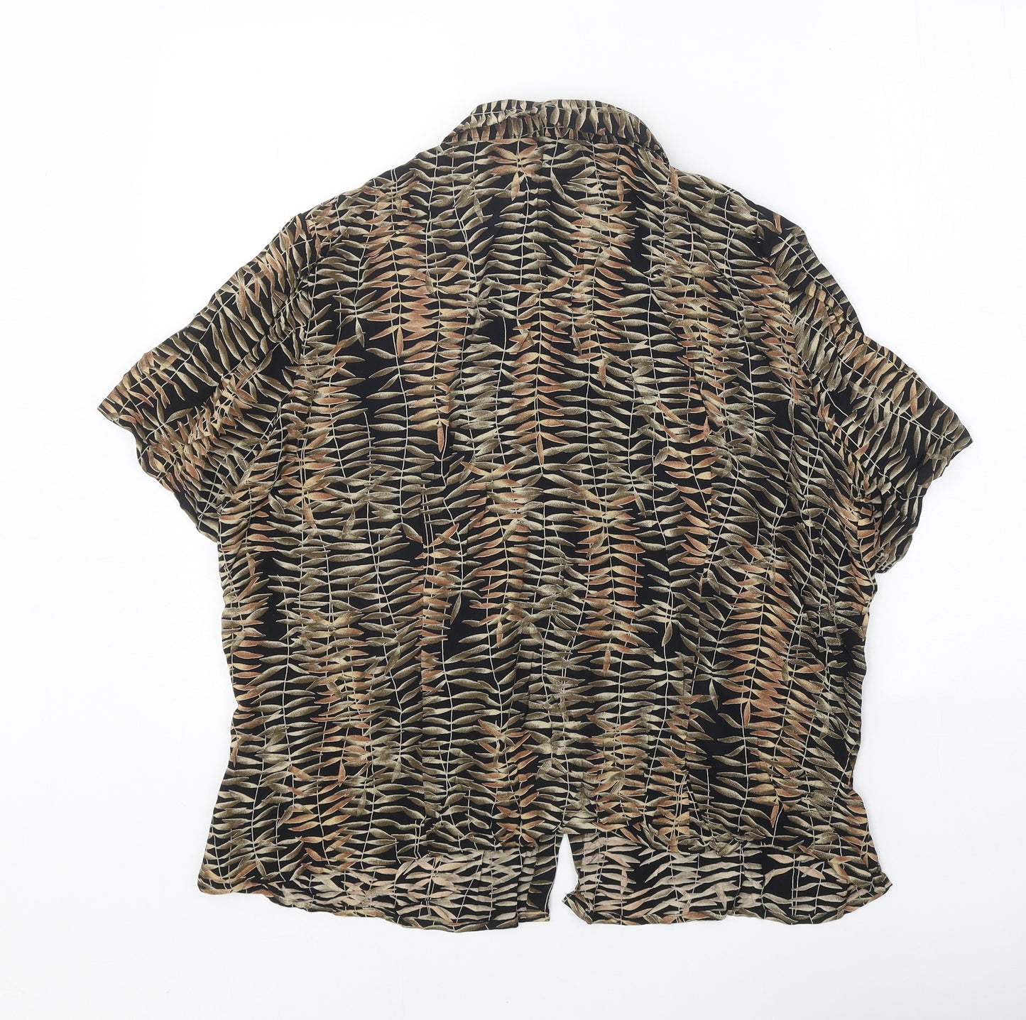 Marks and Spencer Womens Black Geometric Viscose Basic Button-Up Size 22 Collared - Leaf Print