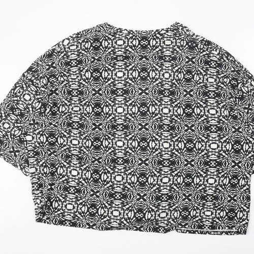 Very Womens Black Geometric Viscose Kimono Blouse Size XL V-Neck