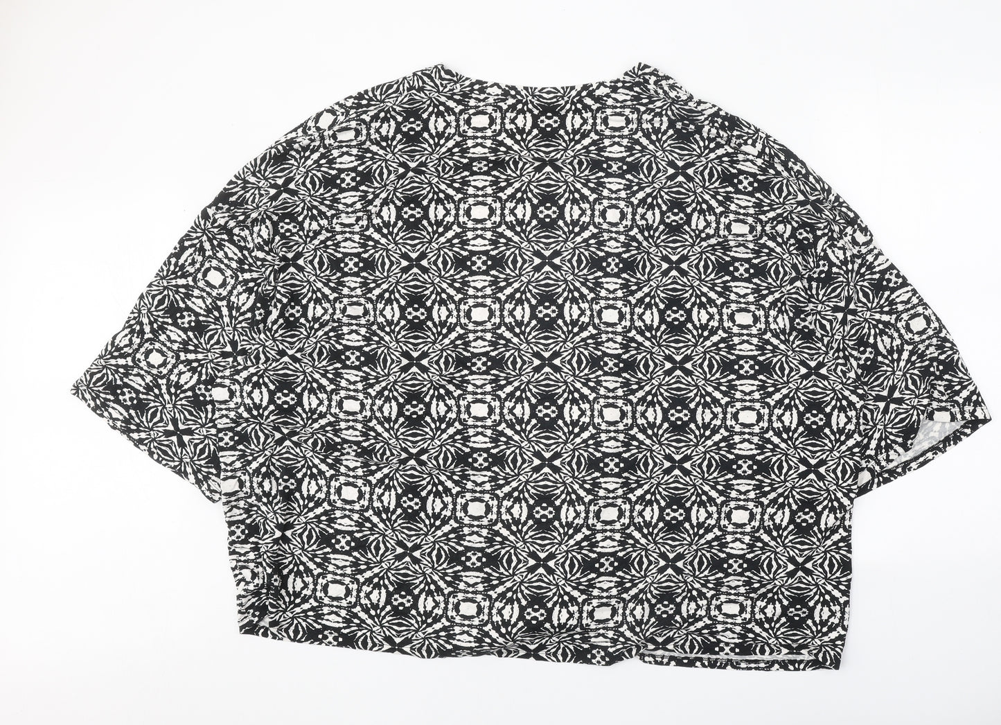 Very Womens Black Geometric Viscose Kimono Blouse Size XL V-Neck