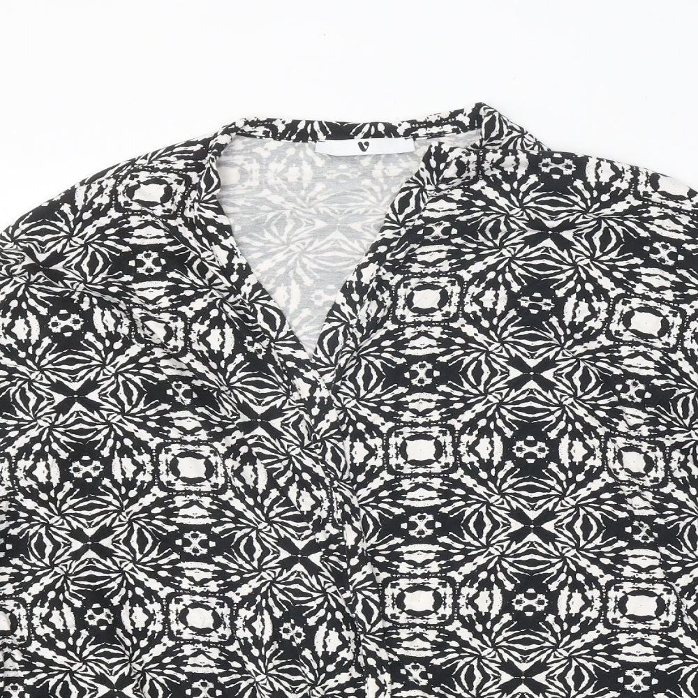 Very Womens Black Geometric Viscose Kimono Blouse Size XL V-Neck