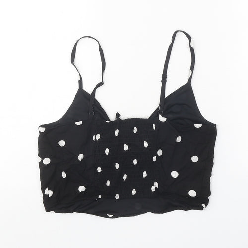 Divided Womens Black Polka Dot Viscose Cropped Tank Size 10 V-Neck