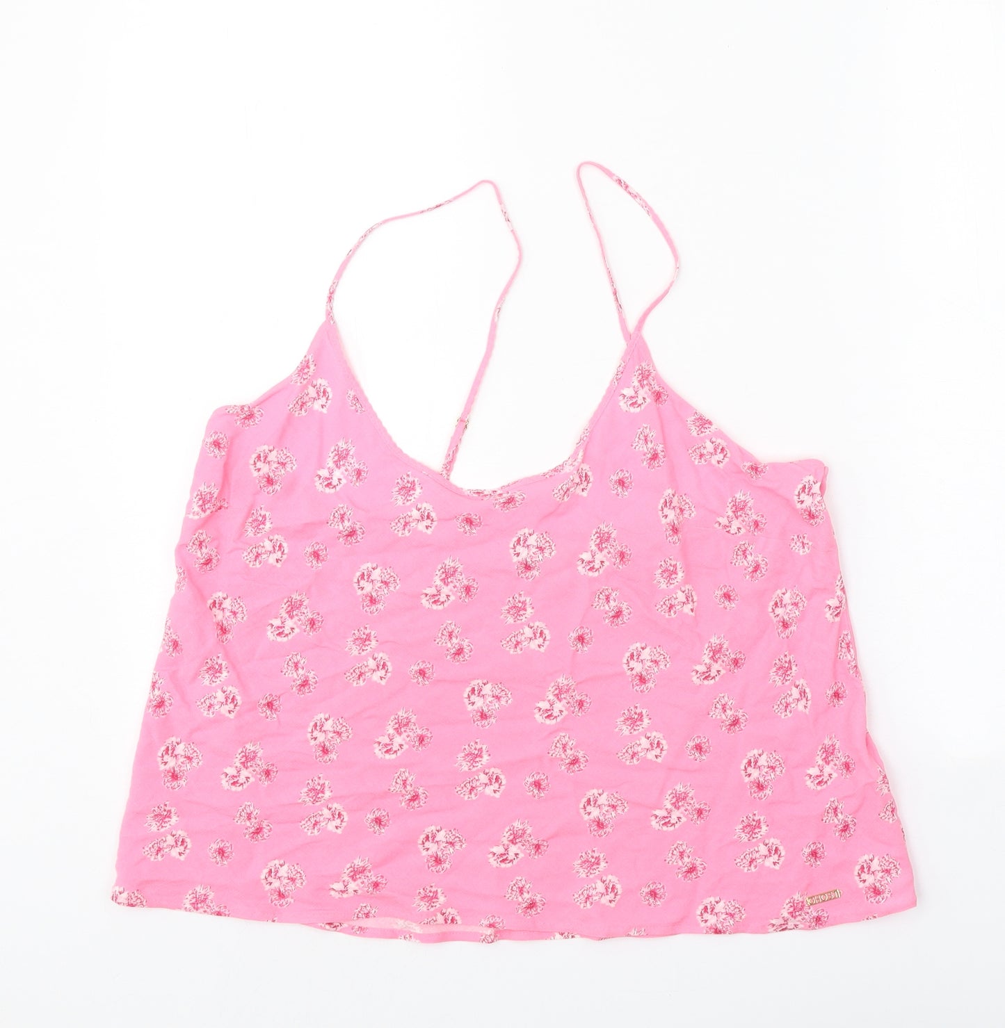 Marks and Spencer Womens Pink Floral Viscose Camisole Tank Size 12 Scoop Neck