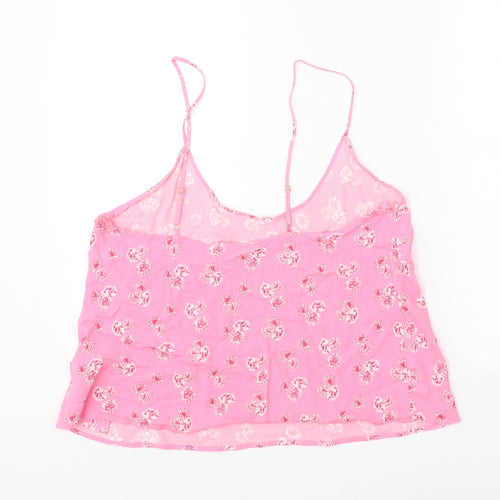 Marks and Spencer Womens Pink Floral Viscose Camisole Tank Size 12 Scoop Neck