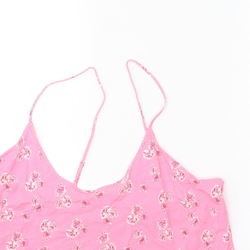Marks and Spencer Womens Pink Floral Viscose Camisole Tank Size 12 Scoop Neck