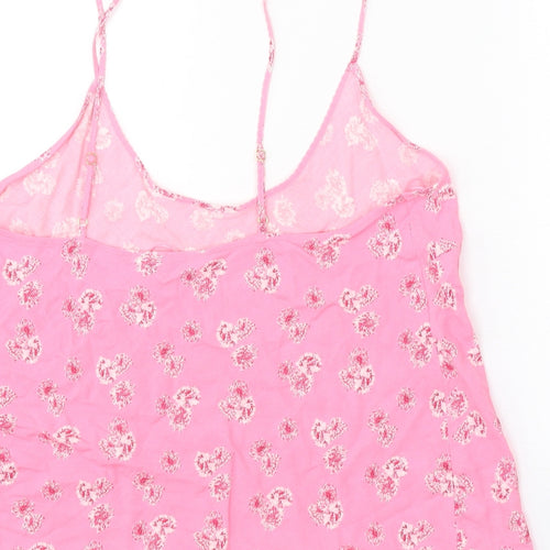 Marks and Spencer Womens Pink Floral Viscose Camisole Tank Size 12 Scoop Neck