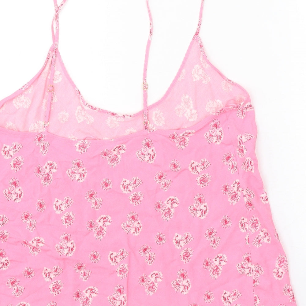 Marks and Spencer Womens Pink Floral Viscose Camisole Tank Size 12 Scoop Neck