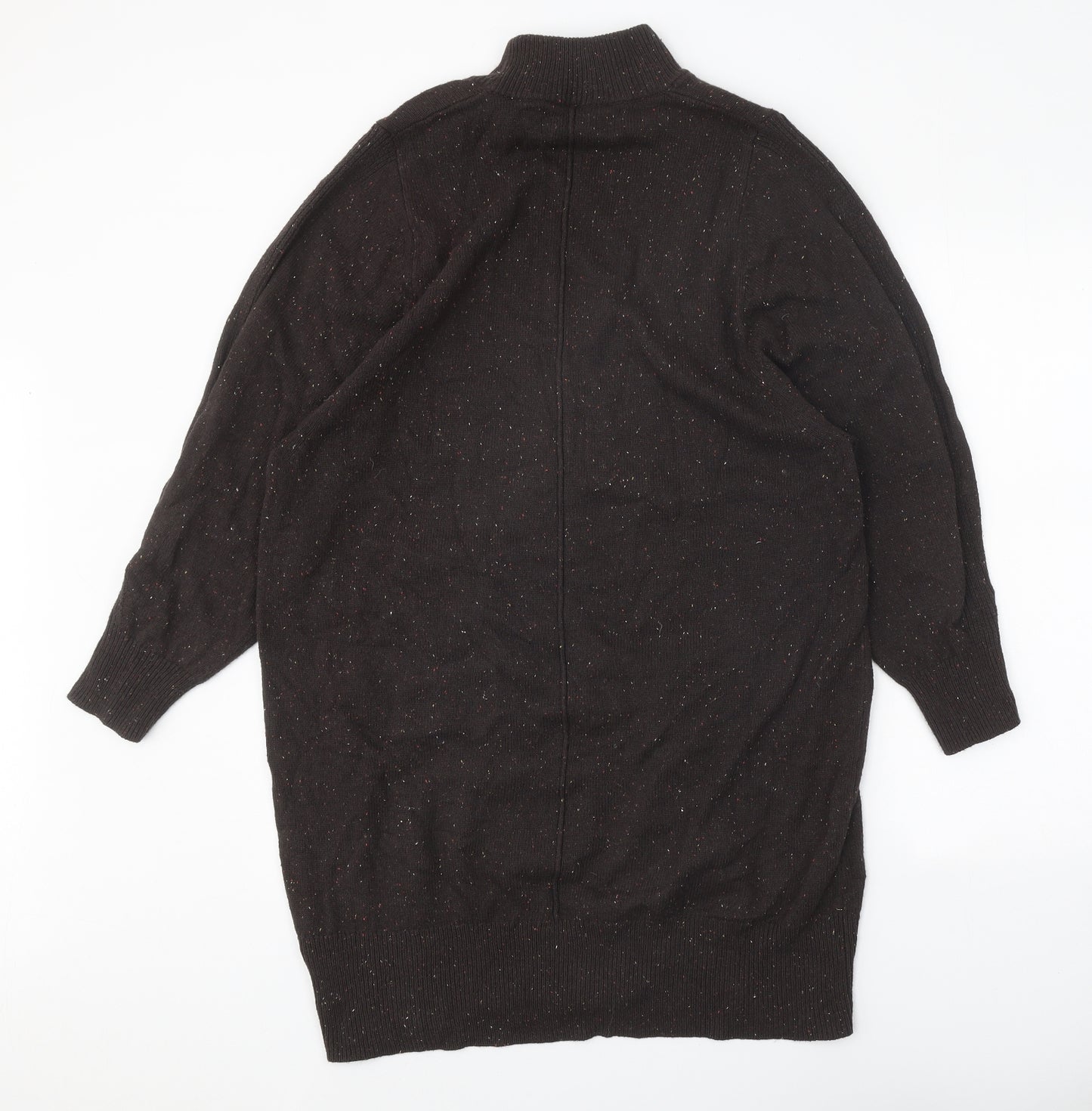 Per Una Womens Brown Cotton Jumper Dress Size M Mock Neck Pullover