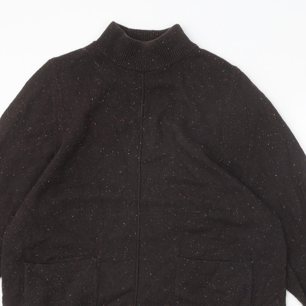 Per Una Womens Brown Cotton Jumper Dress Size M Mock Neck Pullover