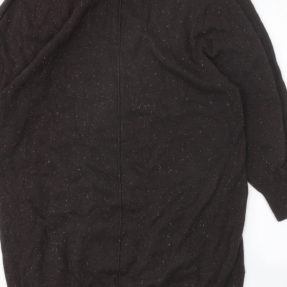 Per Una Womens Brown Cotton Jumper Dress Size M Mock Neck Pullover