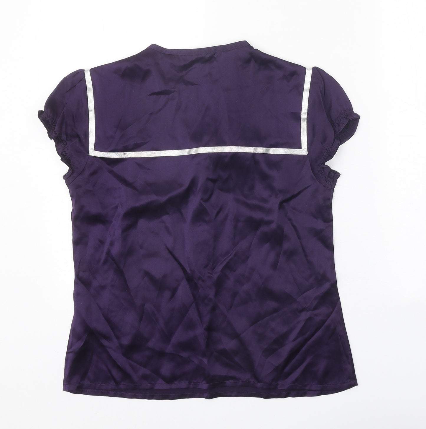 Gap Womens Purple Silk Basic Button-Up Size S V-Neck
