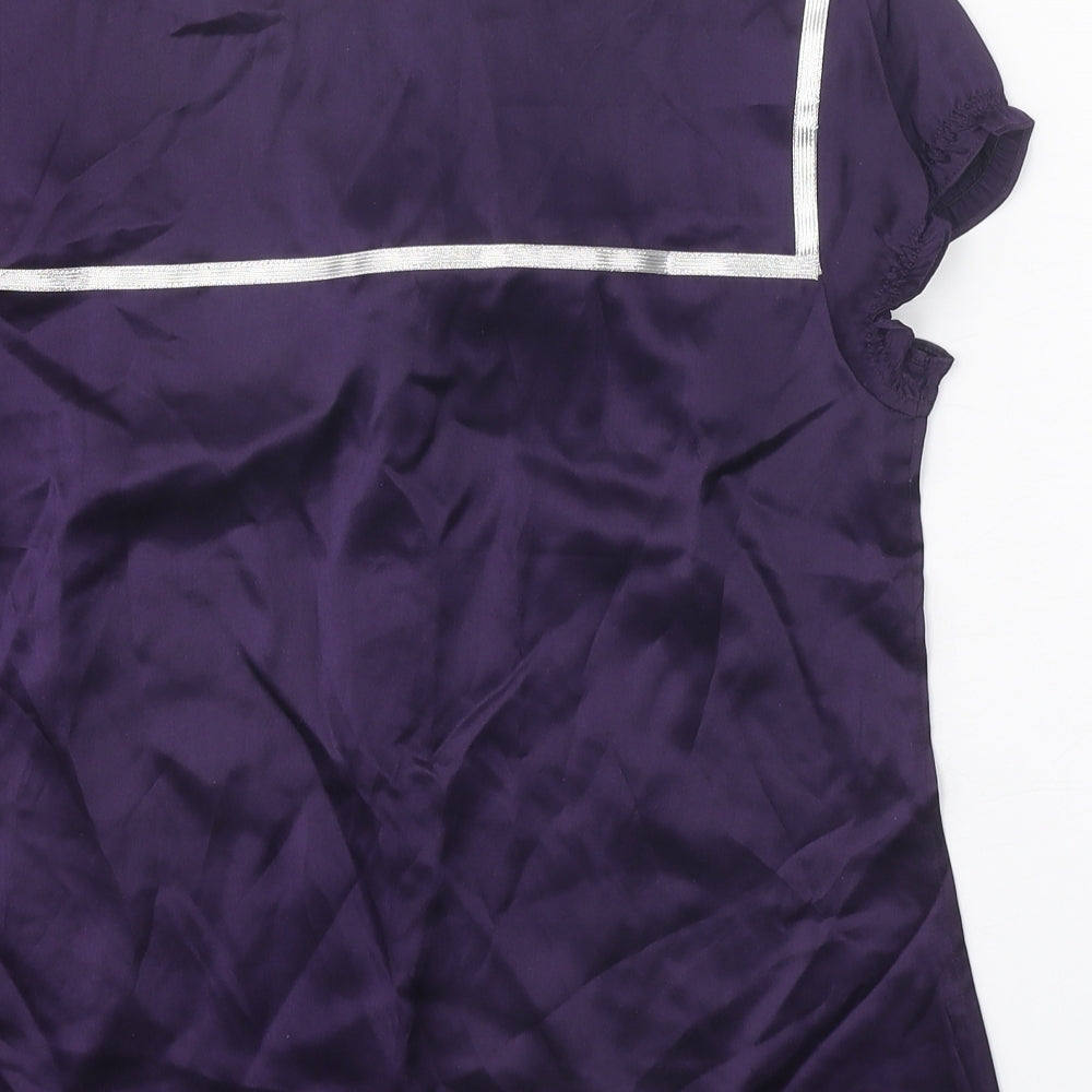 Gap Womens Purple Silk Basic Button-Up Size S V-Neck