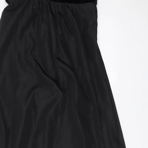 Zara Womens Black Acrylic Ball Gown Size L Off the Shoulder Zip - Bandeau, Velvet Details