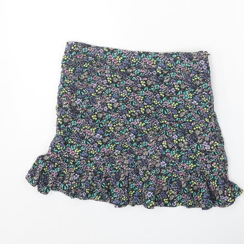 Marks and Spencer Girls Multicoloured Geometric Viscose A-Line Skirt Size 10-11 Years Regular Zip
