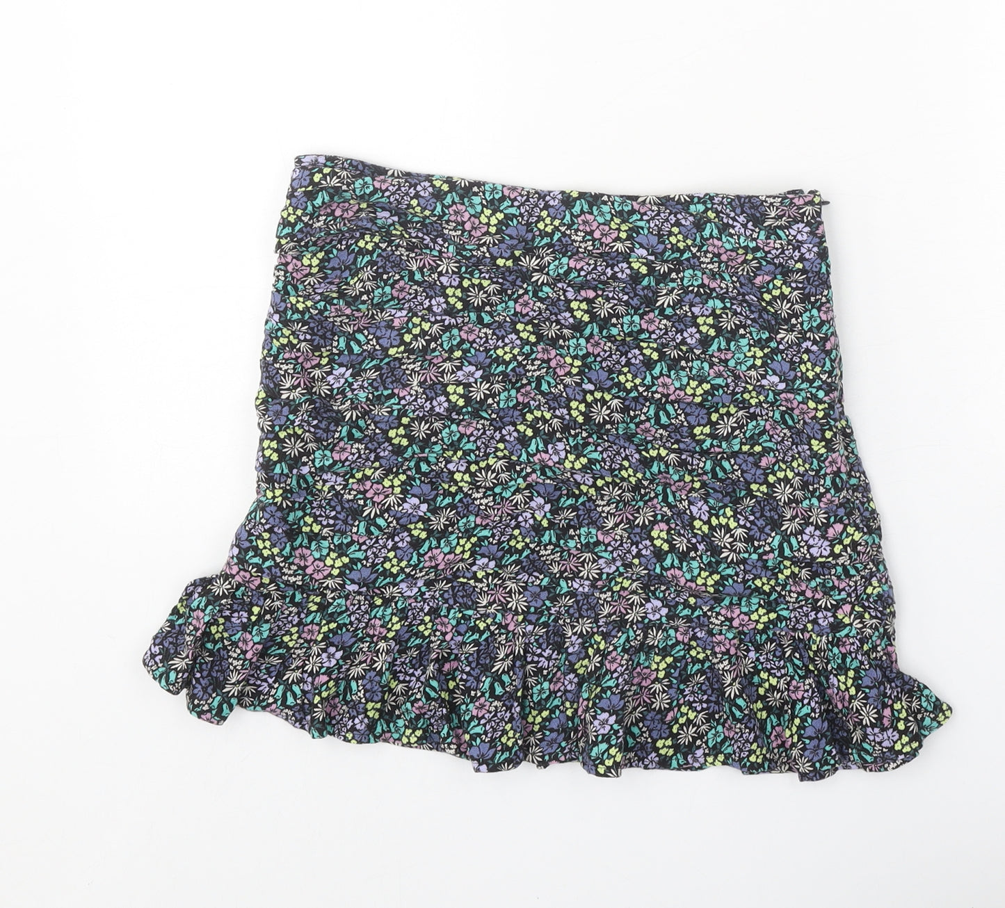 Marks and Spencer Girls Multicoloured Geometric Viscose A-Line Skirt Size 10-11 Years Regular Zip