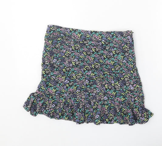 Marks and Spencer Girls Multicoloured Geometric Viscose A-Line Skirt Size 10-11 Years Regular Zip