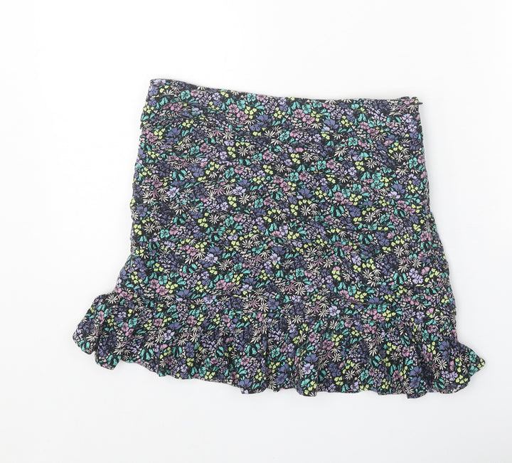 Marks and Spencer Girls Multicoloured Geometric Viscose A-Line Skirt Size 10-11 Years Regular Zip