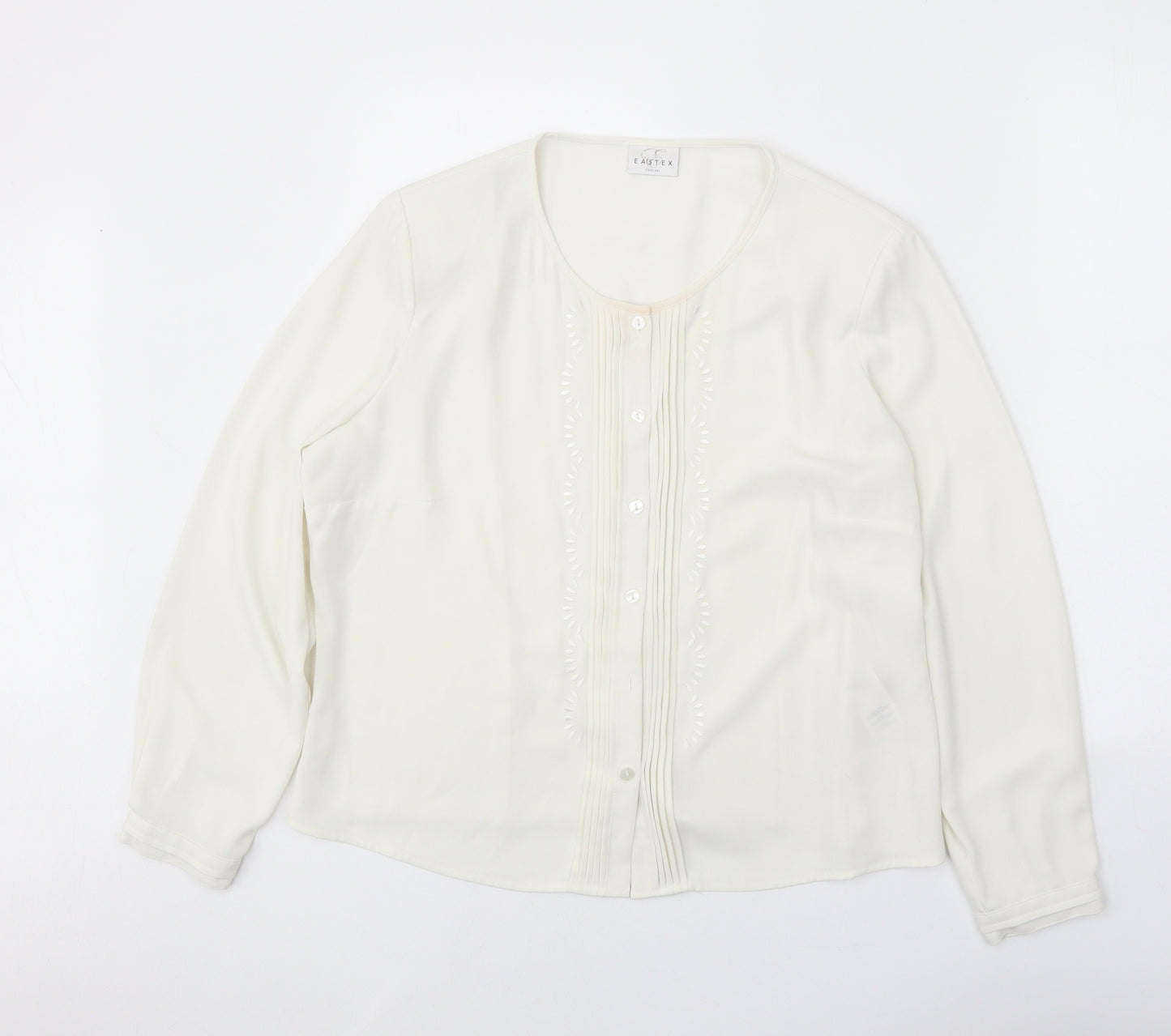 Eastex Womens White Polyester Basic Button-Up Size 16 Scoop Neck
