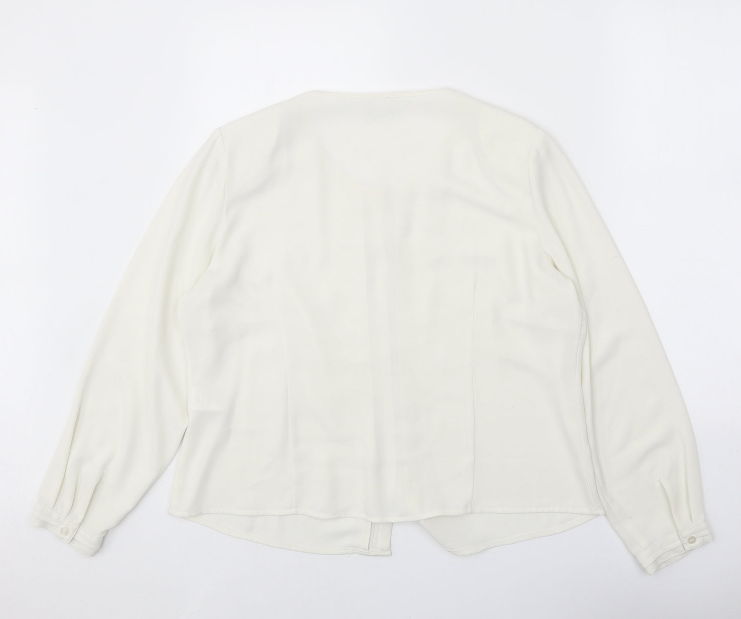 Eastex Womens White Polyester Basic Button-Up Size 16 Scoop Neck