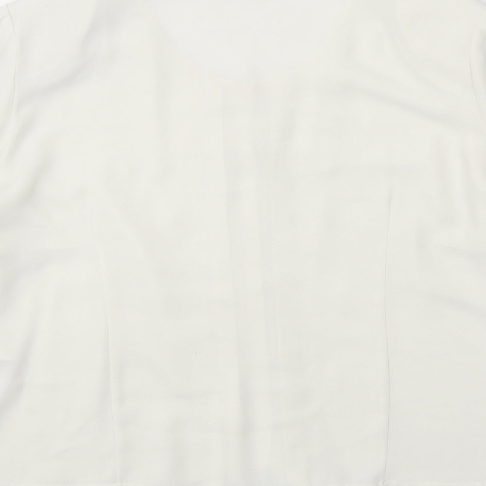 Eastex Womens White Polyester Basic Button-Up Size 16 Scoop Neck