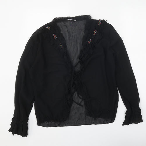 SOHO Womens Black Polyester Basic Blouse Size 14 V-Neck