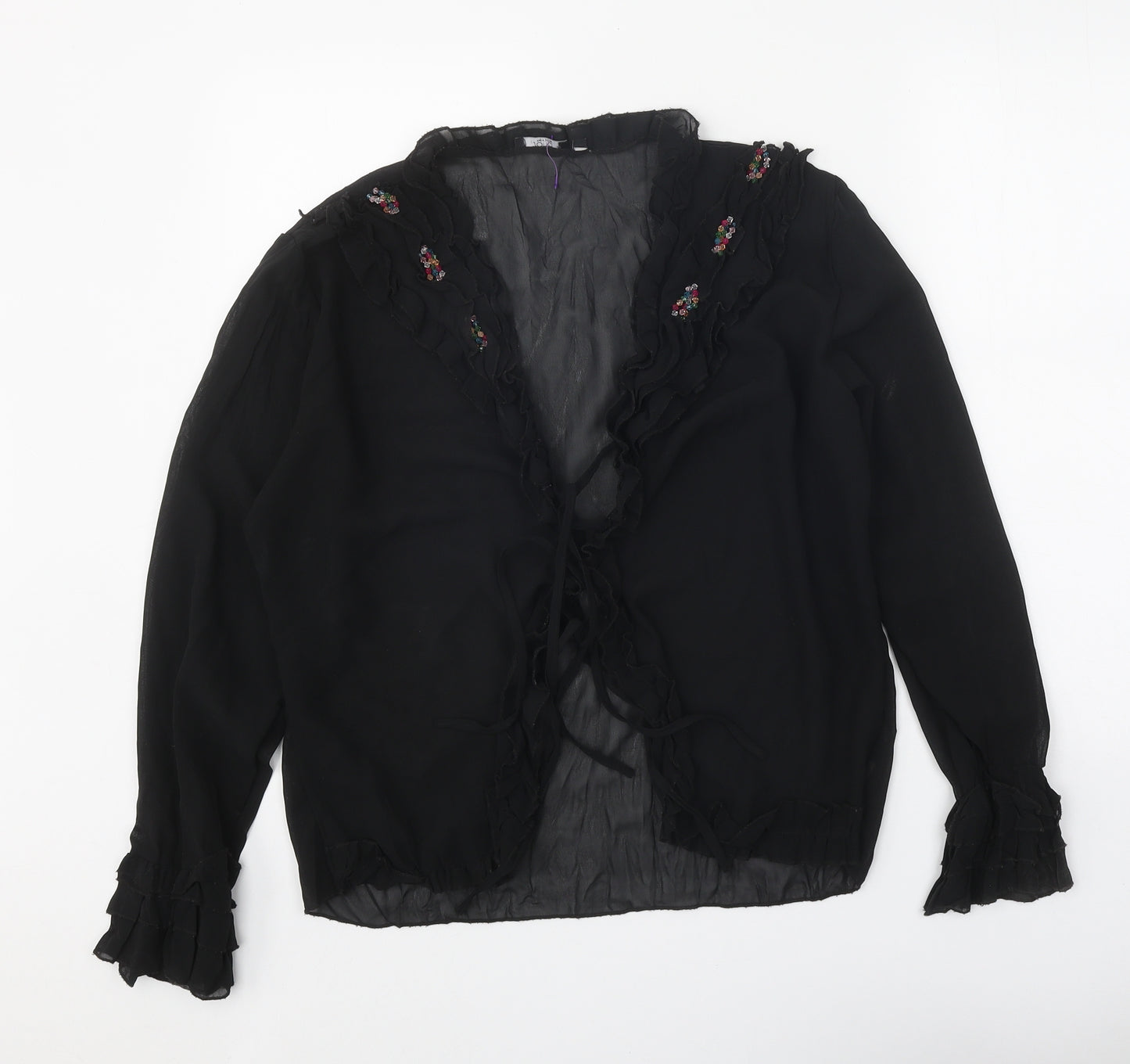 SOHO Womens Black Polyester Basic Blouse Size 14 V-Neck