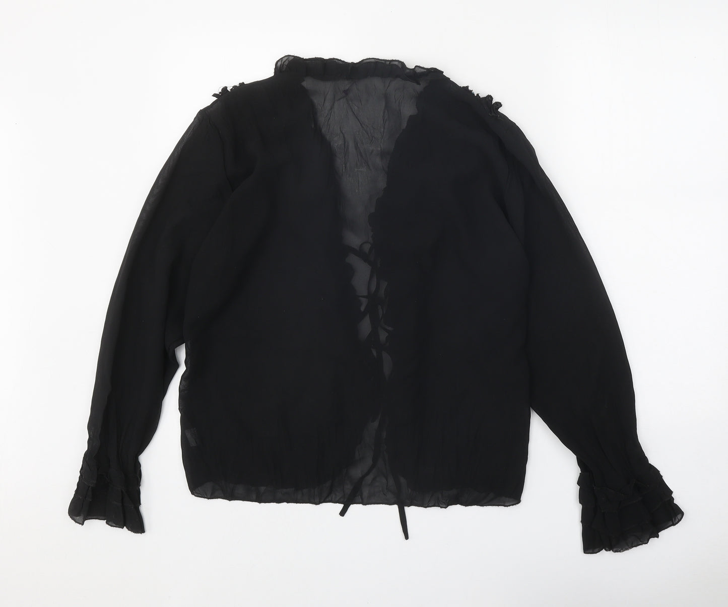 SOHO Womens Black Polyester Basic Blouse Size 14 V-Neck