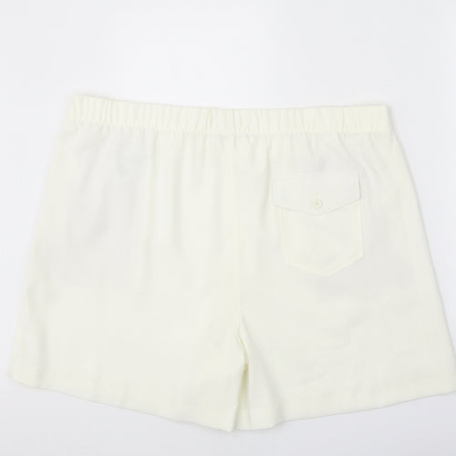 Marks and Spencer Womens White Polyester Basic Shorts Size 22 Regular Pull On