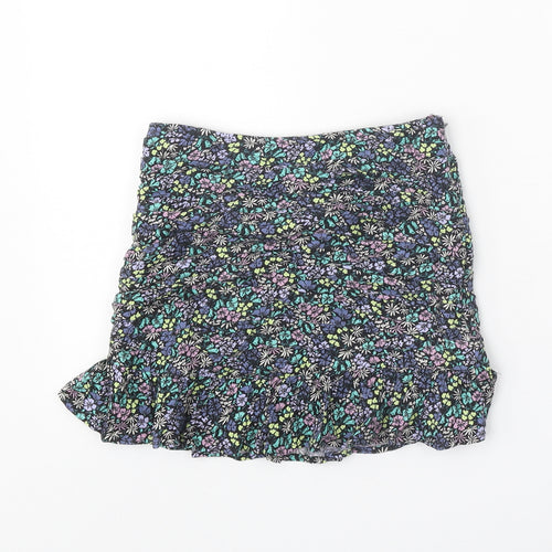 Marks and Spencer Girls Multicoloured Geometric Viscose A-Line Skirt Size 7-8 Years Regular Zip