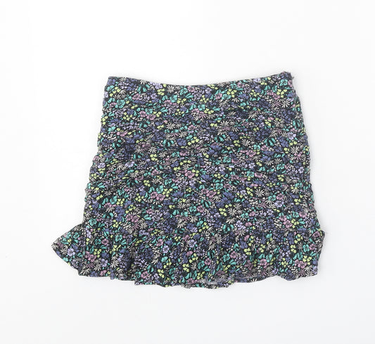 Marks and Spencer Girls Multicoloured Geometric Viscose A-Line Skirt Size 7-8 Years Regular Zip