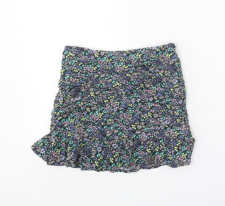 Marks and Spencer Girls Multicoloured Geometric Viscose A-Line Skirt Size 7-8 Years Regular Zip