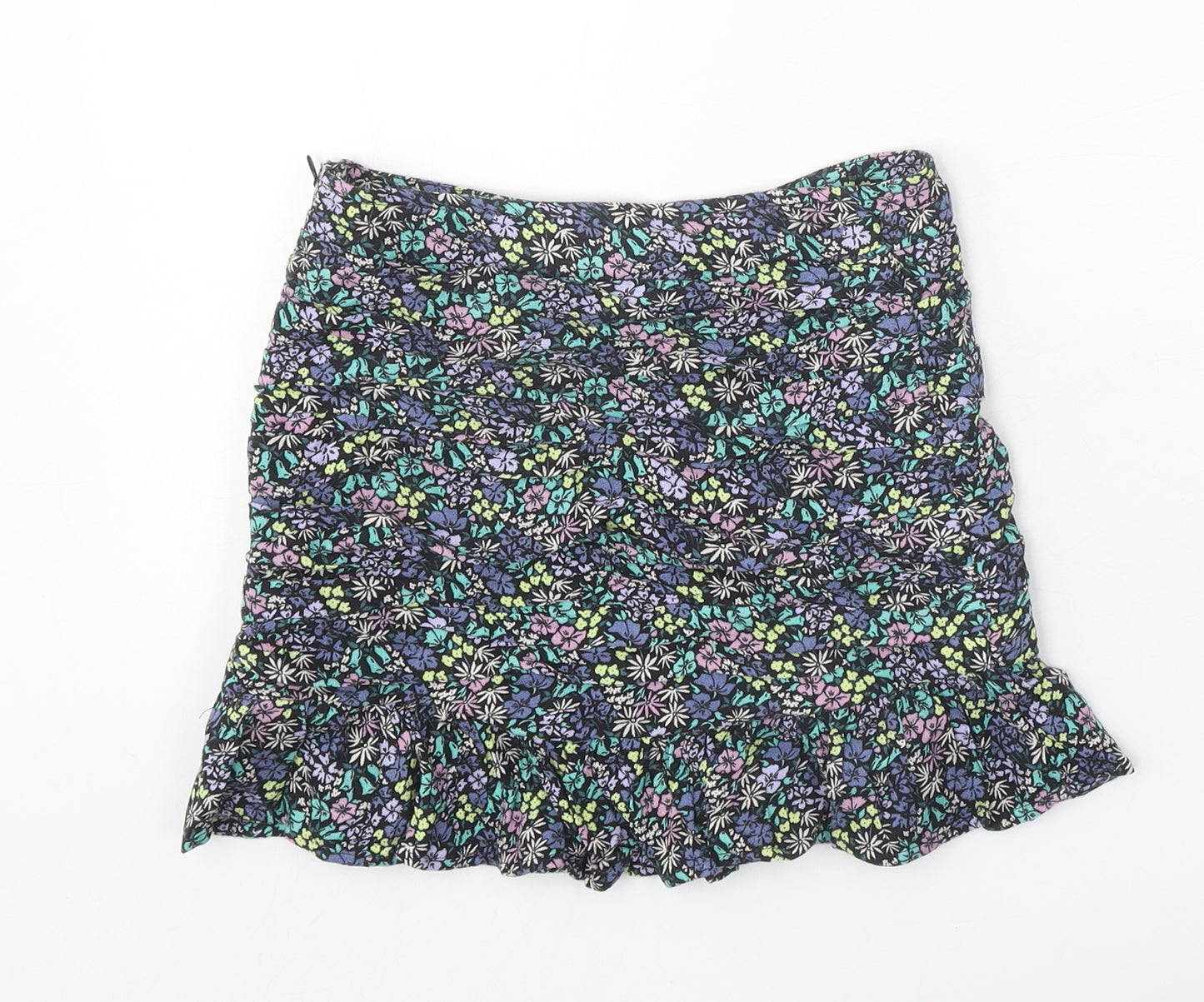 Marks and Spencer Girls Multicoloured Geometric Viscose A-Line Skirt Size 7-8 Years Regular Zip