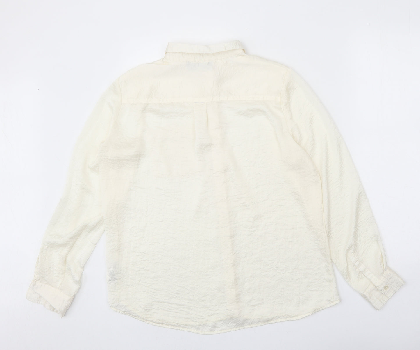 Marks and Spencer Womens White Polyester Basic Button-Up Size 14 Collared