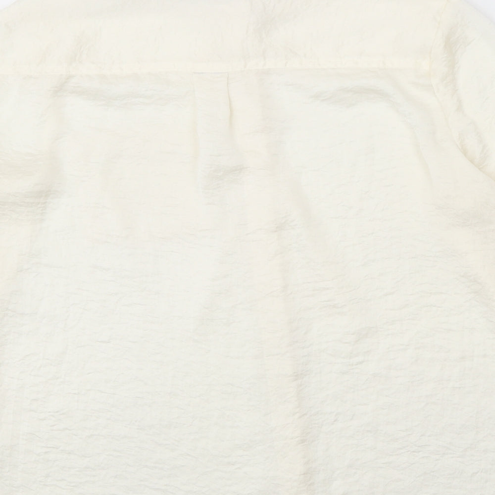 Marks and Spencer Womens White Polyester Basic Button-Up Size 14 Collared