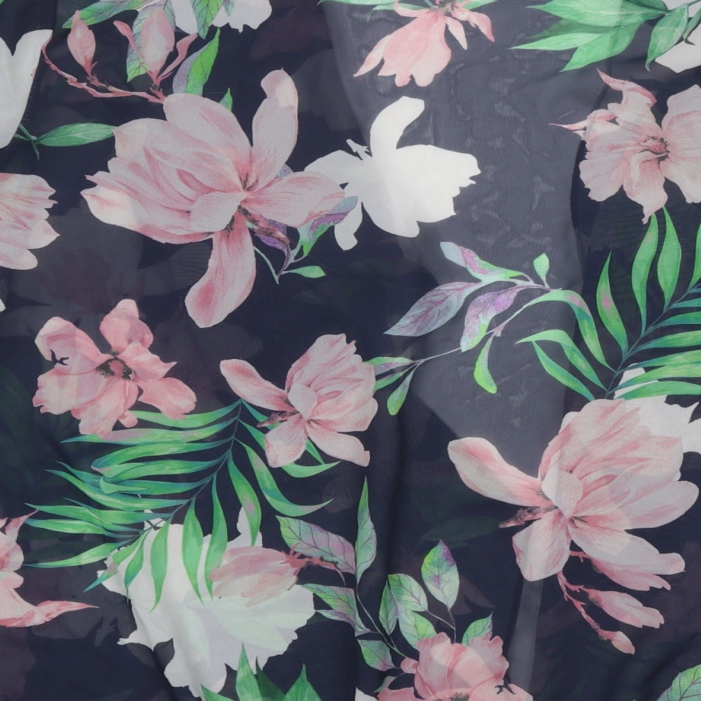 Evans Womens Blue Floral Polyester Kimono Blouse Size 22 V-Neck - Waterfall Design