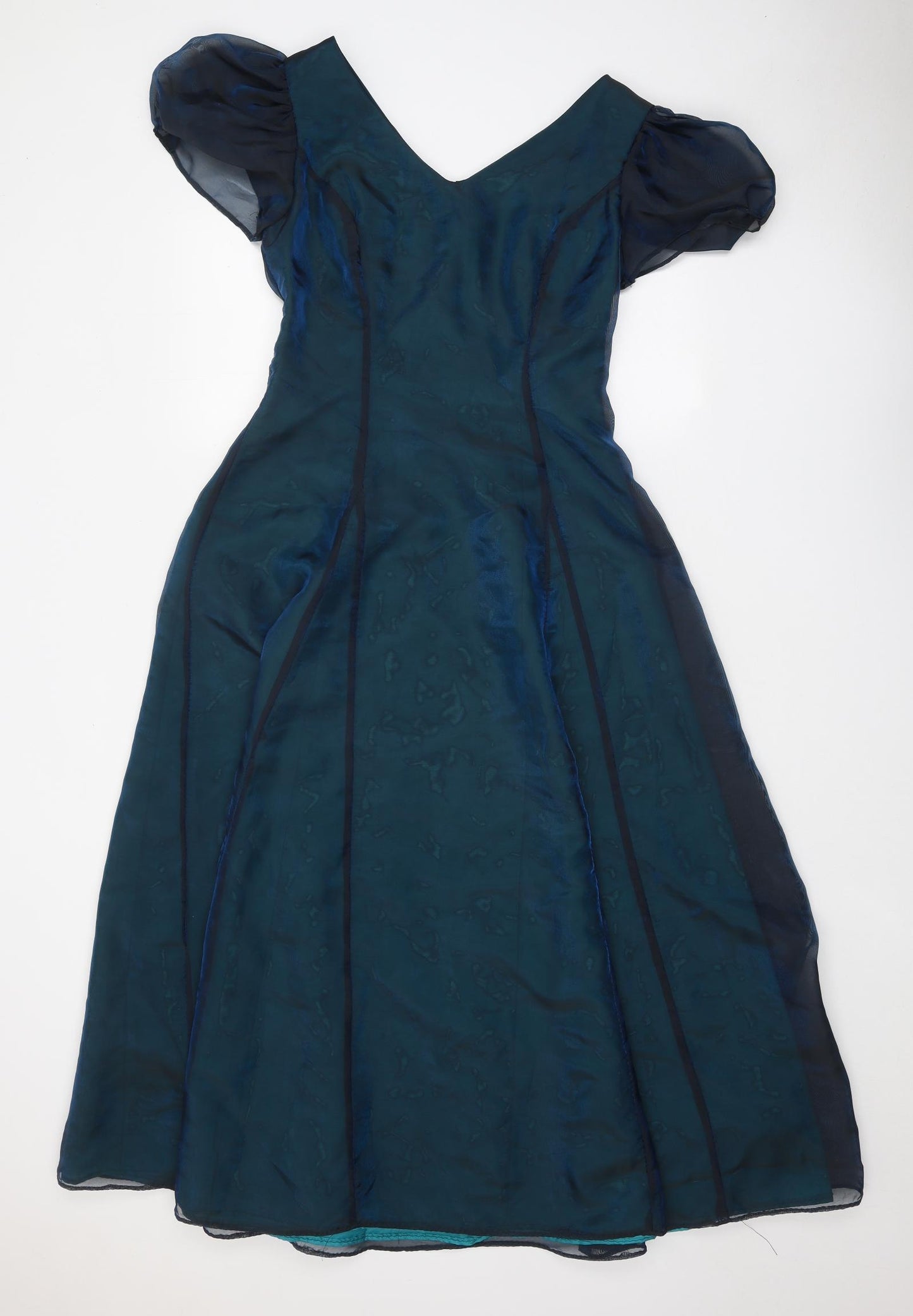 Preworn Womens Blue Polyester A-Line One Size V-Neck Zip