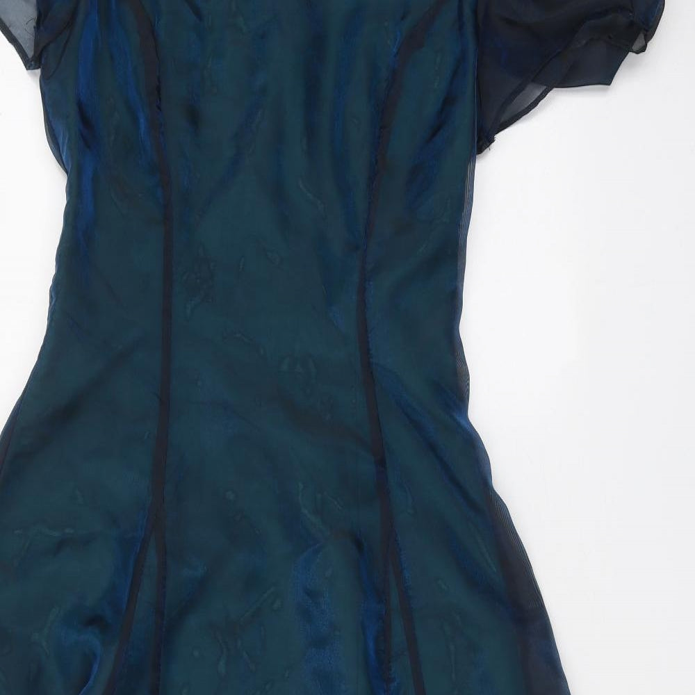 Preworn Womens Blue Polyester A-Line One Size V-Neck Zip