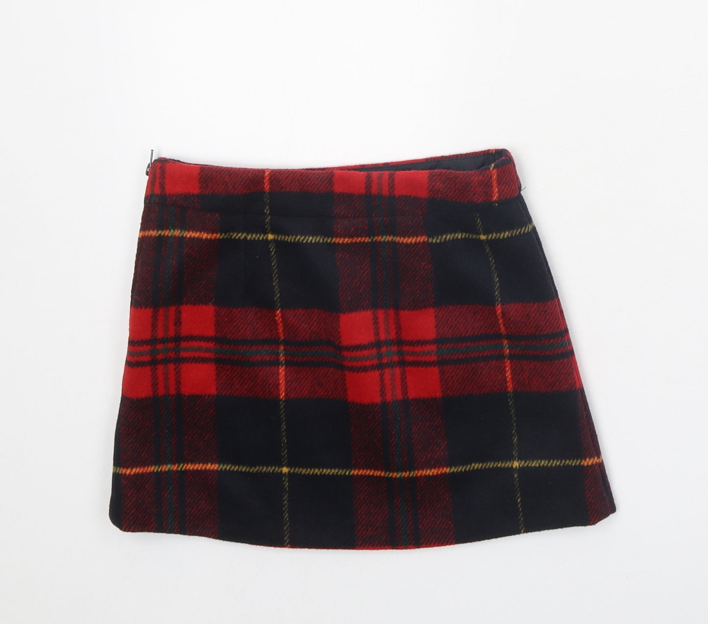 Dunnes Stores Girls Red Geometric Polyester A-Line Skirt Size 7 Years Regular Zip