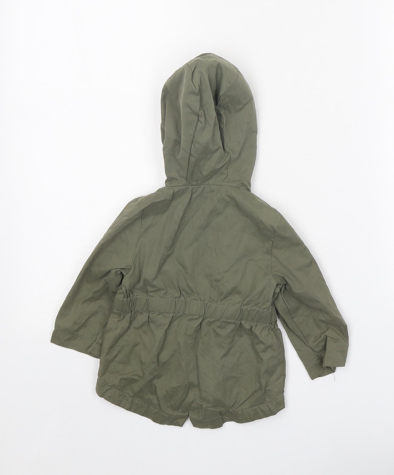 F&F Girls Green Basic Jacket Jacket Size 6-9 Months Zip - Floral Detail